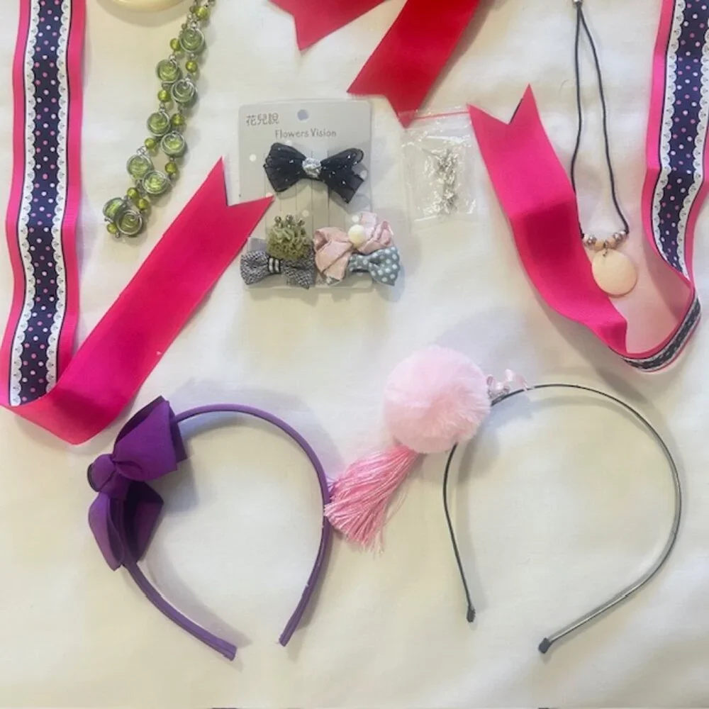 Girls Bits and Bobs Age 2 to 6 Hair Adornments Purse Pencil Bag etc read